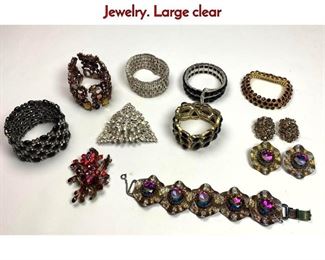 Lot 1058 13pc Rhinestone Crystal AB Costume Jewelry. Large clear