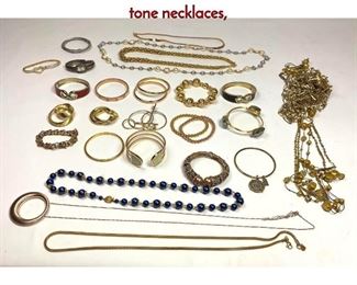 Lot 1059 27pc Costume Jewelry Lot. Moistly gold tone necklaces,