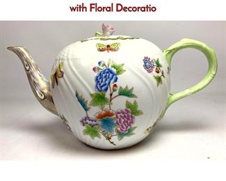 Lot 1071 Handpainted HEREND HUNGARY Teapot with Floral Decoratio
