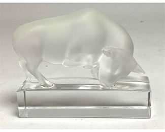 Lot 1081 LALIQUE France Crystal Sculpture of a bull.
