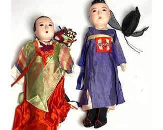 Lot 1090 Pair Asian Composition Dolls.