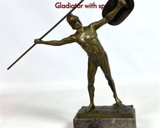 Lot 1092 Thiermann Antique Bronze Sculpture of Gladiator with sp
