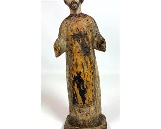 Lot 1098 Carved Wood Santos Figure Sculpture.
