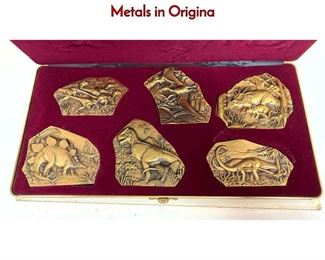 Lot 1112 6pc set DON EVERHART Dinosaurs Bronze Metals in Origina