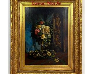 Lot 1115 GLAMAN 1889 Still Life Oil Painting on Canvas. Nice An
