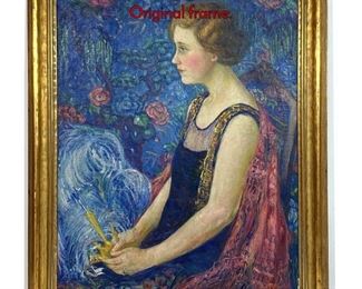 Lot 1116 MYRON BARLOW Oil Painting Portrait. Original frame.