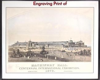 Lot 1118 Centennial International Exhibition Engraving Print of 