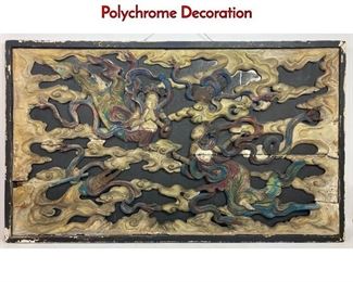 Lot 1120 Antique Chinese Carved Panel with Polychrome Decoration