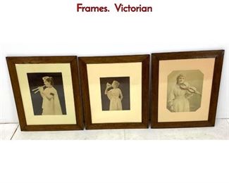 Lot 1122 Set 3 Large Photograph Prints in Oak Frames. Victorian