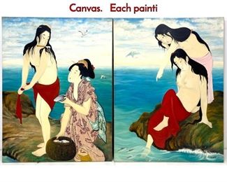 Lot 1126 2 KIMIO NIBU 79 OPil Paintings on Canvas. Each painti