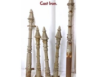 Lot 1142 5pcs Victorian Cast Iron Posts. Heavy Cast Iron. 