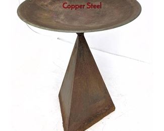 Lot 1147 Tom Torrens Bird Bath. Modernist Geometric Copper Steel