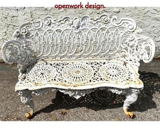Lot 1152 Heavy Iron Garden Bench. Fancy openwork design.