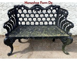 Lot 1156 Heavy Cast Iron Outdoor Garden Bench. Horseshoe Form De