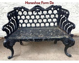 Lot 1157 Heavy Cast Iron Outdoor Garden Bench. Horseshoe Form De