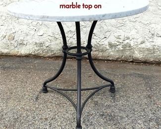 Lot 1160 Marble and Iron Cafe Dining Table. Thick marble top on