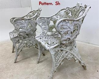 Lot 1168 Antique Iron Garden Bench. Fern Decorated Pattern. Sh