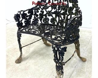 Lot 1172 Cast Iron Garden Bench. Grape Vine Pattern. Curved fo