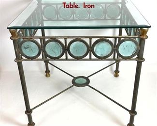 Lot 1173 Decorative Iron and Glass Occasional Side Table. Iron 