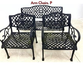 Lot 1177 3pcs Set Cast Aluminum Outdoor settee and Arm Chairs. P