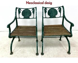 Lot 1178 Pair Cast Iron Seahorse Arm Chairs. Neoclassical desig