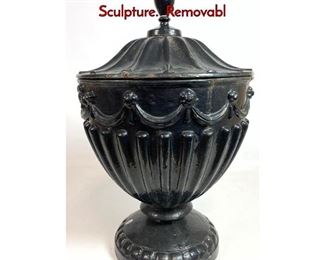 Lot 1182 Heavy Cast Iron Covered Urn Garden Sculpture. Removabl