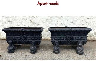 Lot 1183 Pair Cast Iron Rectangular Planters with 1 Apart needs 