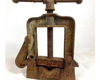 Lot 1187 Old Iron Pipe Vice Clamp. Industrial.