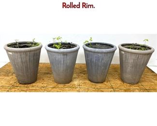 Lot 1189 Set 4 Composition Tapered Planters with Rolled Rim. 