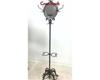 Lot 1193 Antique Iron Floor Rack with Mirror Center. Coat Rack 