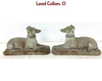 Lot 1195 Pair Cast Stone Whippet Sculptures with Lead Collars. O