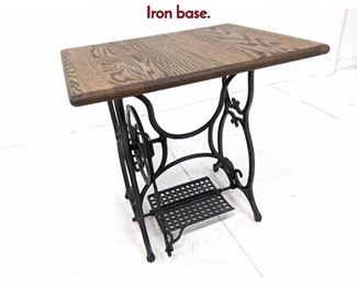 Lot 1197 Oak Top Sewing Machine Base Plant Table. Iron base.