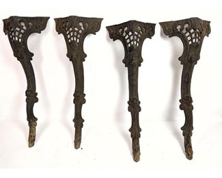 Lot 1201 Set 4 Antique Fancy Iron Table Legs. 