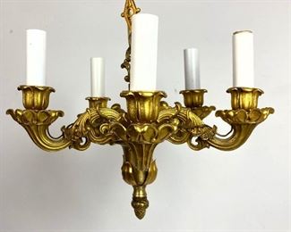 Lot 1216 Classical Gilt Bronze 5 Arm Chandelier.