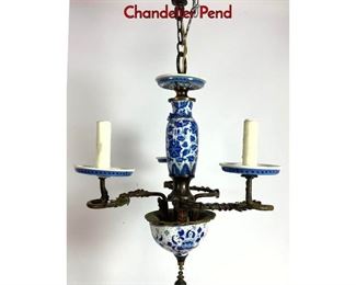 Lot 1217 Blue White Painted Porcelain and Bronze Chandelier Pend