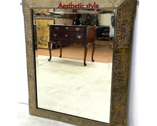 Lot 1230 Great Antique Brass Frame wall Mirror. Aesthetic style 