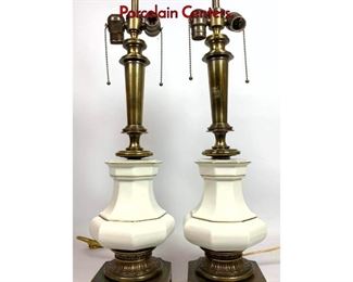 Lot 1238 Pair Stiffel Style Table Lamps with Porcelain Centers.