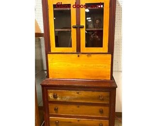 Lot 1242 Country Pine Drop Down Desk Secretary Glass doors and 