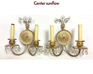 Lot 1243 Pair of Plated Decorative Wall Sconces. Center sunflow