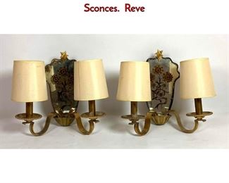 Lot 1244 Pair French Style Mirror and Bronze Wall Sconces. Reve