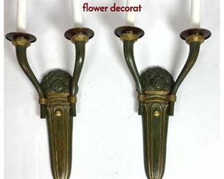Lot 1245 Pair Bronze Art Deco Wall Sconces. Fruit flower decorat