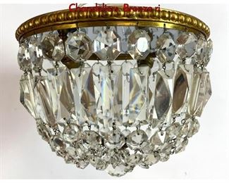 Lot 1247 Crystal Prism Dome Ceiling Light Chandeliers. Bronze ri