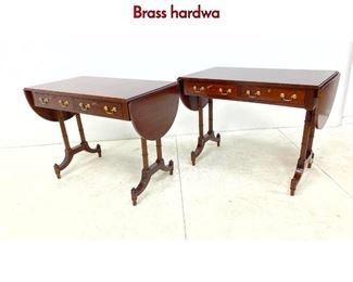 Lot 1261 Pair Mahogany Drop Side Sofa Hall Tables. Brass hardwa