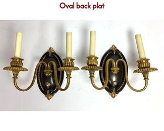 Lot 1263 Pair of Decorative 2 Tone Wall Sconces. Oval back plat