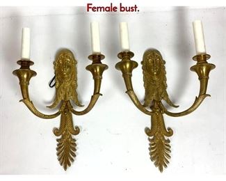 Lot 1265 Pair Bronze Figural Wall Sconces. Female bust.