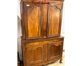 Lot 1268 Country French 2 Part cabinet with Panel doors. 