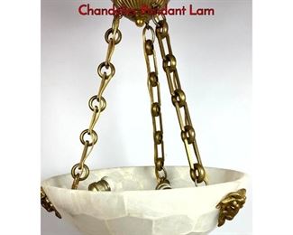 Lot 1271 Alabaster Dome and Gilt Ram Head Chandelier Pendant Lam