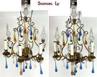 Lot 1275 Pair of decorative Bronze and Crystal Wall Sconces. Ly