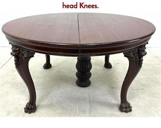 Lot 1293 Victorian Era Round Dining Table with Lion head Knees. 