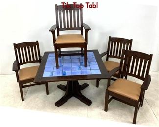 Lot 1300 STICKLEY Oak Arts and Crafts Tavern Set. Tile Top Tabl
